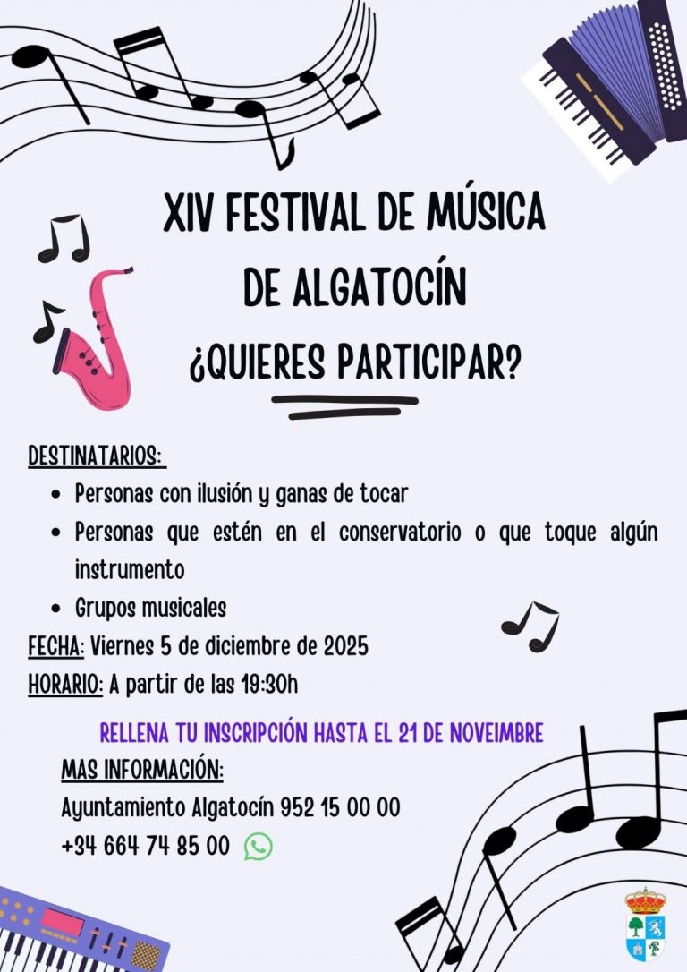 Algatocín anima a participar en su XIV Festival de Música