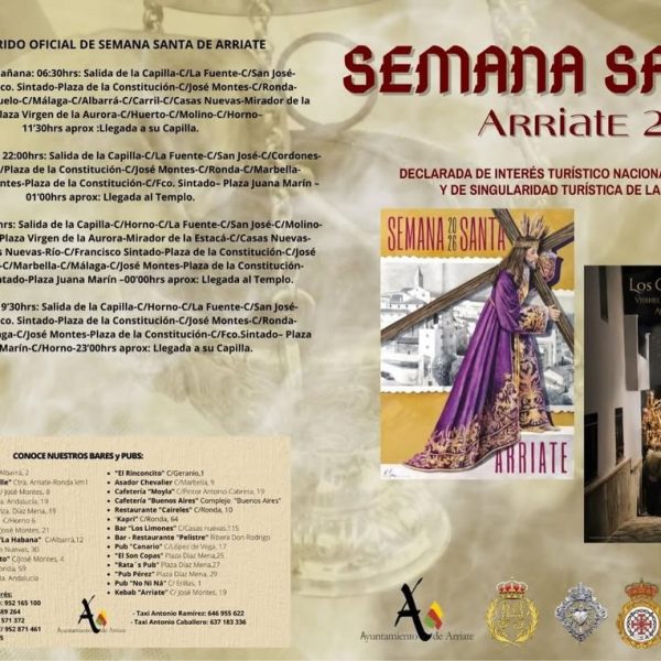 Arriate difunde el programa de su Semana Santa 2026, declarada de Interés Turístico Nacional de Andalucía