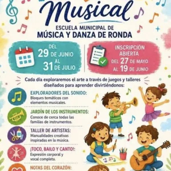 El Ayuntamiento de Ronda abre la matrícula de la oferta de verano de la Escuela Municipal de Música y Danza