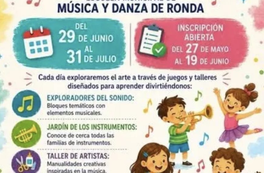 El Ayuntamiento de Ronda abre la matrícula de la oferta de verano de la Escuela Municipal de Música y Danza
