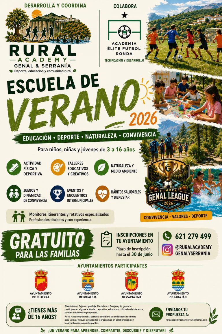 Igualeja, Pujerra, Faraján y Cartajima ponen en marcha una escuela de verano gratuita para menores de 3 a 16 años