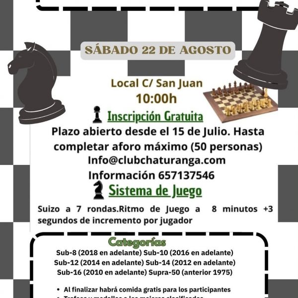 Faraján celebra este sábado la tercera edición de su Torneo de Ajedrez
